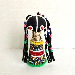 Vintage Handmade Beaded Ndebele African Folk Art Doll 5" Tall